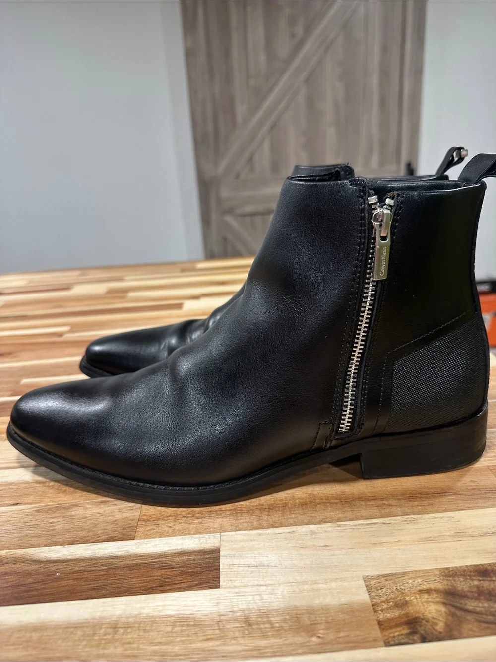 Calvin Klein Raxton Black Leather Men's Side-Zip Boots 461